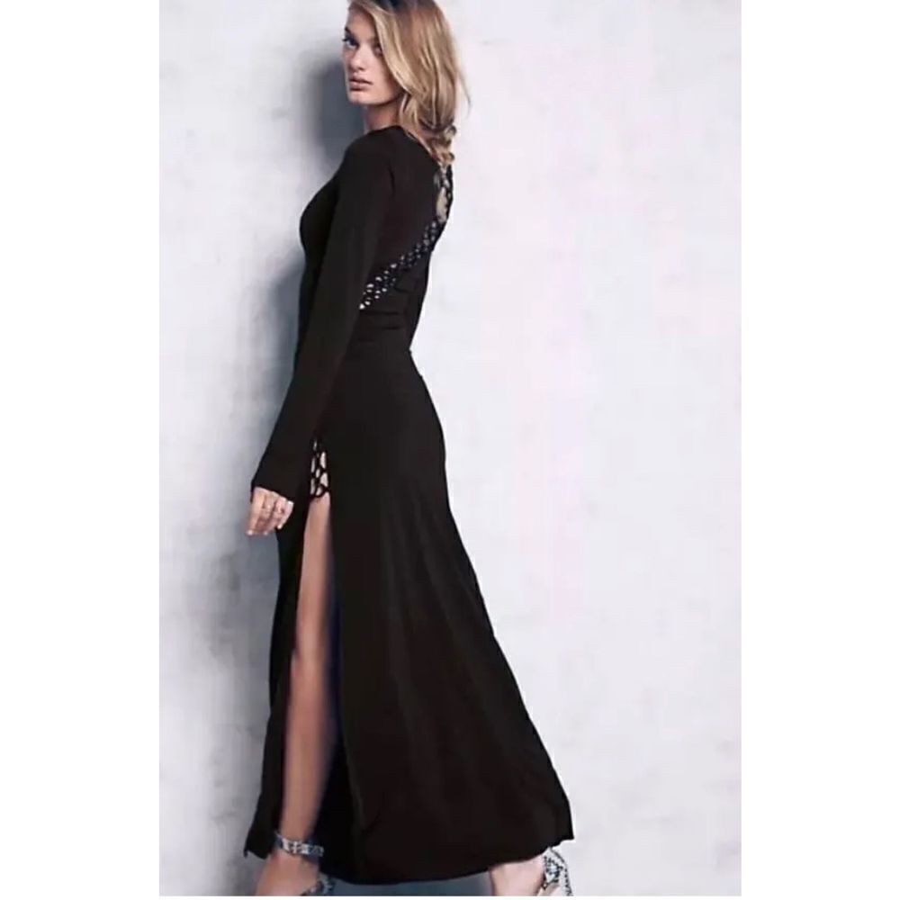 Cecilia De Bucourt x Free People Black Tie Knot Lace Maxi Dress sz M - Picture 3 of 14